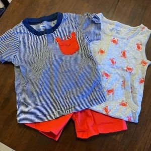 Crab themed Carter’s 3-piece short set
